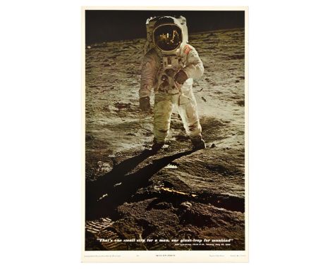 Original vintage poster Man on Moon - That's one small step for a man, one giant leap for mankind. Neil Armstrong, 10:56PM, S