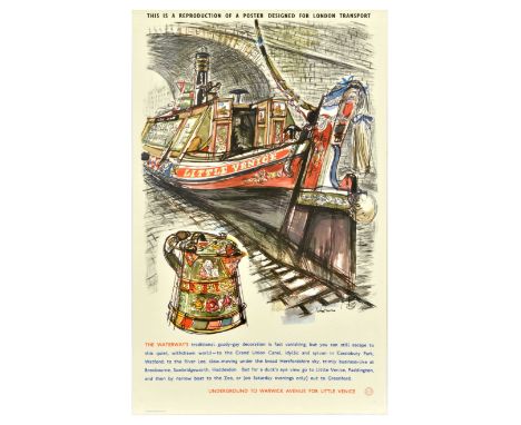Vintage official reproduction of a travel poster by London Transport for Little Venice, featuring a great illustration of an 