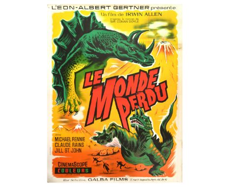 Original vintage movie poster for Le Monde Perdu / The Lost World, a 1960 sci-fi adventure film directed by Irwin Allen based