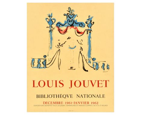 Original vintage advertising poster for Louis Jouvet exhibition at Bibliotheque Nationale from December 1961 to January 1962,