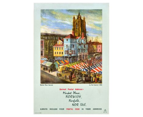 Original vintage advertising poster issued by the General Post Office to encourage public to use the correct postal address f
