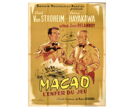 Original vintage movie poster for Macao l'enfer du jeu / Gambling Hell or Mask of Korea, a 1942 adventure drama film directed