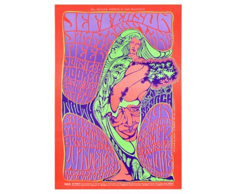 Original vintage advertising poster Bill Graham presents in San Francisco - Jefferson Airplane Jimmy Reed John Lee Hooker Stu