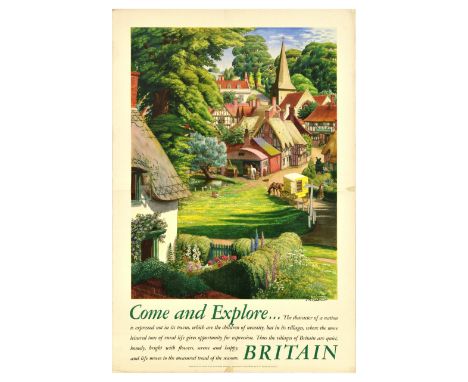 Original vintage travel poster - Come and Explore... Britain. The character of a nation is expressed not in its towns, which 
