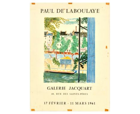 Original vintage advertising poster for the French artist Paul de Laboulaye (1849-1926) artwork exhibition at Galerie Jacquar