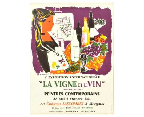 Original vintage advertising poster for 4th International Exhibition La Vigne et le Vin / Wine and the Vine Contemporary Pain