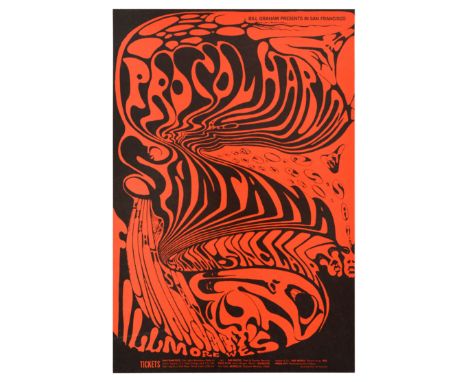 Original vintage music advertising poster Bill Graham presents in San Francisco Procol Harum, Santana and Saloom Sinclair, li