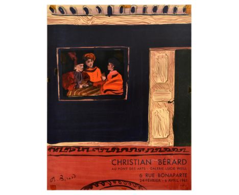 Original vintage advertising poster for Christian Berard artwork exhibition at Galerie Lucie Weill from 24 February to 6 Apri