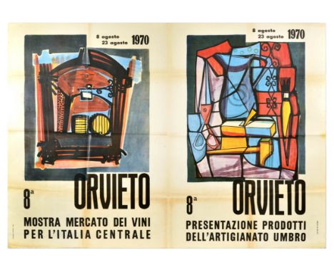 Original vintage advertising poster for Orvieto Wine Market Exhibition for Central Italy and Presentation of Umbrian Handicra