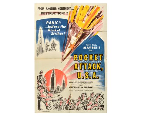 Original vintage movie poster for Rocket Attack USA, a 1960 Cold War thriller propaganda film directed by Barry Mahon, and st