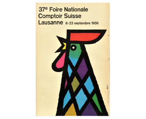 Original vintage advertising poster for the 37th National Fair Comptoir Suisse / Fiore Nationale Comptoir Suisse in Lausanne,