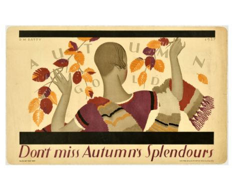 Original vintage London Transport travel poster featuring a great design by Dora M. Batty (1900-1966) depicting a lady in a s