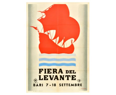 Original vintage advertising poster issued by ENIT Italian Tourism Board for the trade fair Fiera Del Levante in Bari 7-18 Se