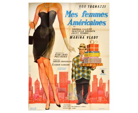 Original vintage movie poster for Mes Femmes Americaines / Run For Your Wife, a 1965 Italian comedy directed by Gian Luigi Po