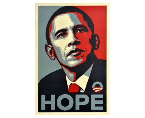 Original American presidential campaign poster - Hope - Featuring a portrait of US President Barack Obama designed by America
