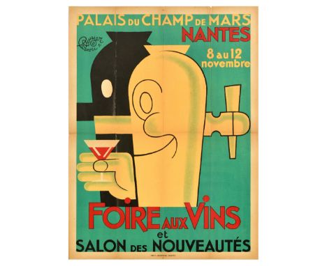 Original vintage advertising poster for Wine Fair and New Products Fair / Foire Aux Vins et Salon des Nouveautes from 8 to 12