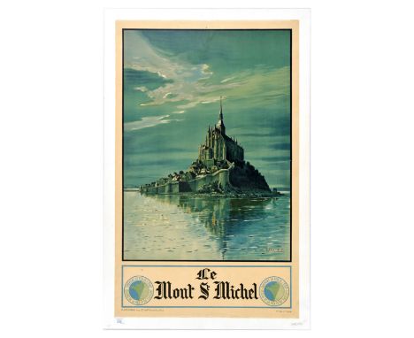 Original vintage travel poster for Le Mont St Michel - Artwork by Joanni Maurice Perronnet (1877-1950) features the islands h