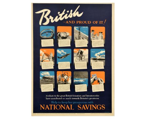 Original vintage advertising poster - British - and proud of it! A tribute to the great British Scientists and Inventors who 