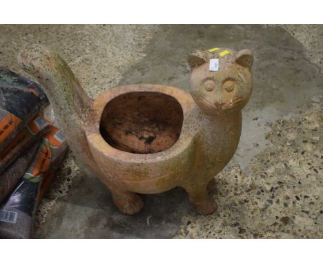 A terracotta planter modelled as a cat