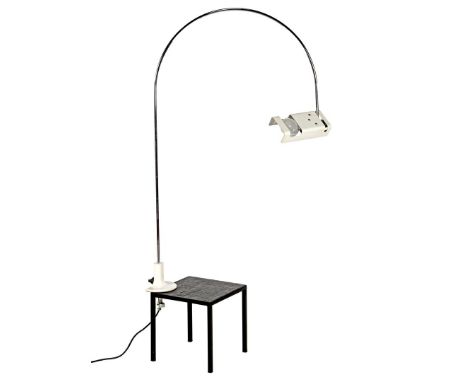 Joe Colombo (1930-1971)Postmodernist futuristic chromed metal wall lamp with white aluminum shade, design Joe Colombo for Olu