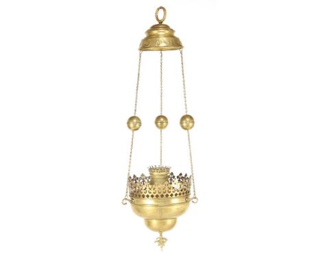 Brass sanctuary lamp, approx. 100 cm high