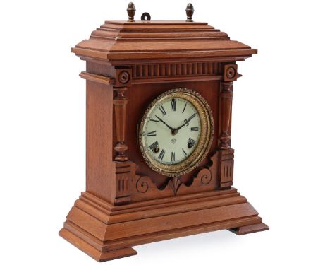 Walnut table clock with Ansonia movement, late 19th century, 40 cm high