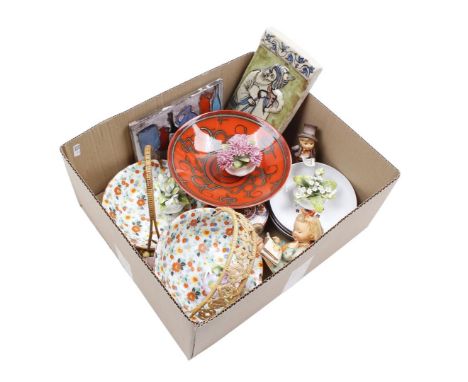 Box with various porcelain and earthenware including Royal Albert, Goebel Hummel, Persian etc.