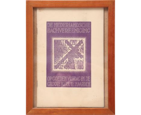 Maurits Cornelis Escher (1898-1972)Program booklet of the Nederlandsche Bachvereeniging with design by M C Escher on the fron