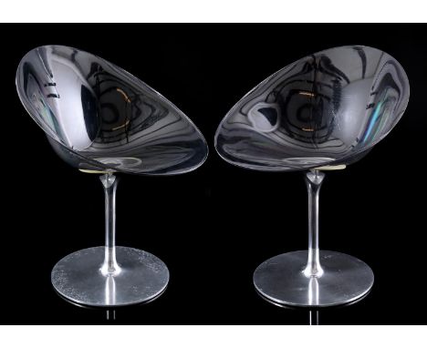 Philippe Starck (1949-)2 polycarbonate chairs on aluminum base, design Philippe Starck executed by Kartell, model 'EroS', mar
