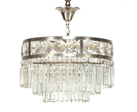 Stainless steel 6-light hanging lamp with cut icicles, 41 cm diameter