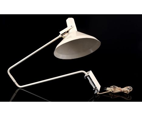 White lacquered metal wall lamp, model 'Elbow', the Netherlands, second half of the 20th century, extended approx. 120 cm (wa