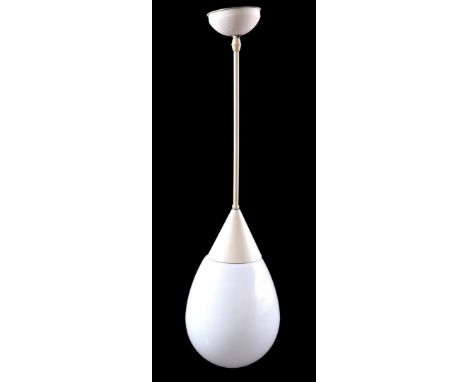 Metal hanging lamp with opaline glass ball, 1960s, 95 cm high