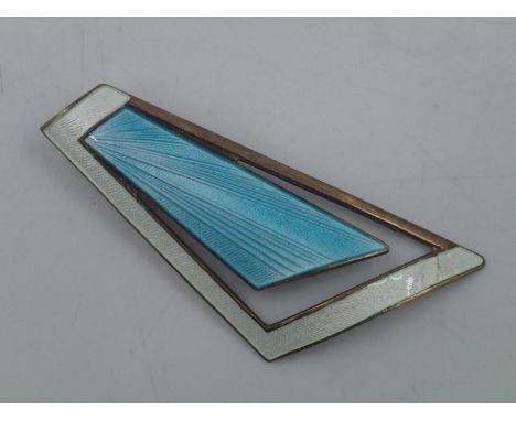 Norwegian silver enamel brooch signed ND, slight damage to white enamel, L: 72 mm. UK P&amp;P Group 0 (£6+VAT for the first l