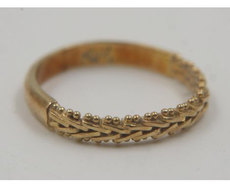Mexican 14ct gold band ring, size K/L, 2.0g. UK P&amp;P Group 0 (£6+VAT for the first lot and £1+VAT for subsequent lots)