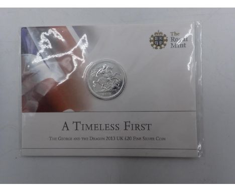 Silver bullion £20 coin - uncirculated in sleeve. UK P&amp;P Group 0 (£6+VAT for the first lot and £1+VAT for subsequent lots