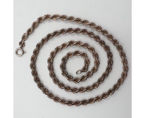 Heavy gauge Italian 925 silver twist-link neck chain, L: 50cm, 28g. UK P&amp;P Group 0 (£6+VAT for the first lot and £1+VAT f