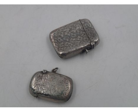Two hallmarked silver vesta cases with chased decoration, combined 46g. UK P&amp;P Group 1 (£16+VAT for the first lot and £2+