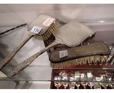 Sterling silver backed ladies dressing table hand mirror and brush set. UK P&amp;P Group 2 (£20+VAT for the first lot and £4+