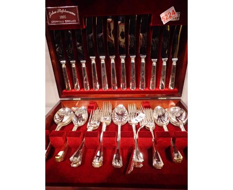 John Stephenson of Sheffield, forty four piece canteen of silver plated cutlery. Not available for in-house P&amp;P