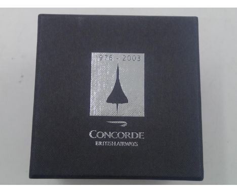 Boxed Concorde souvenir alarm clock in leather case. UK P&amp;P Group 2 (£20+VAT for the first lot and £4+VAT for subsequent 