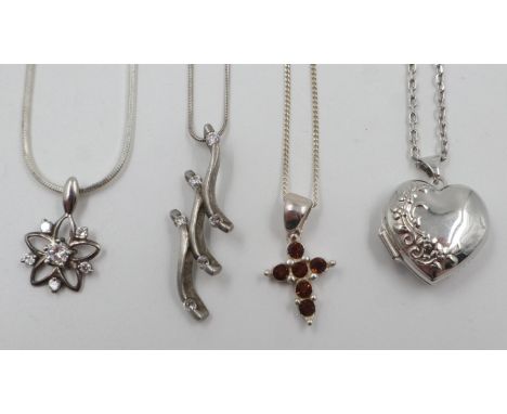 Four 925 silver necklaces. UK P&amp;P Group 0 (£6+VAT for the first lot and £1+VAT for subsequent lots) 