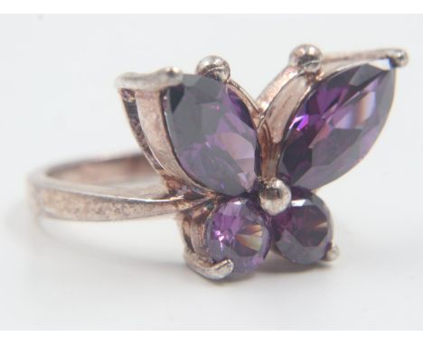 Ladies silver butterfly ring size P. UK P&amp;P Group 0 (£6+VAT for the first lot and £1+VAT for subsequent lots) 
