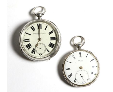 Two Silver Open Faced Pocket Watches, signed Benson, London, 1920, gilt fusee lever movement signed and numbered 20797, diamo