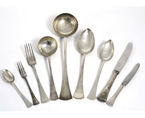 A Composite Service of Austrian Silver Flatware, various makers, 800 Standard, circa 1900, comprising: 6 tablespoons; 6 table