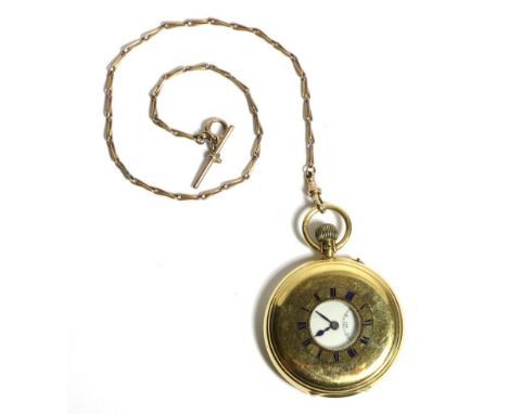 An 18ct Gold Half Hunter Pocket Watch, signed Manoah Rhodes & Sons Ltd, Bradford, 1923, lever movement signed and numbered 52