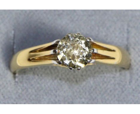 An 18 Carat Gold Solitaire Diamond Ring, an old cut diamond in an extended claw setting, to a tapered shank, estimated diamon