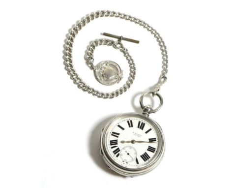 A Silver Open Faced Pocket Watch, signed D.Rivers, Hanley, 1903, lever movement, dust cover, enamel dial with Roman numerals,