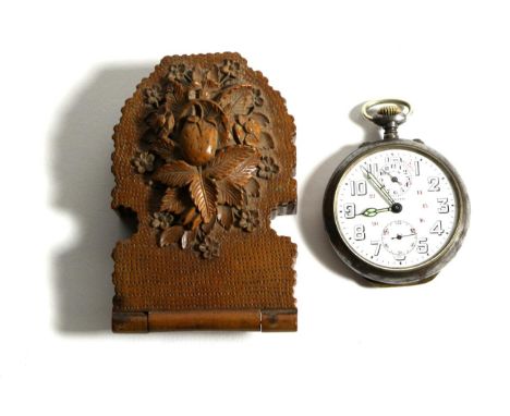 A Gun Metal Alarm Pocket Watch, signed Zenith, circa 1930, lever movement signed and numbered 407030, blued overcoil hairspri