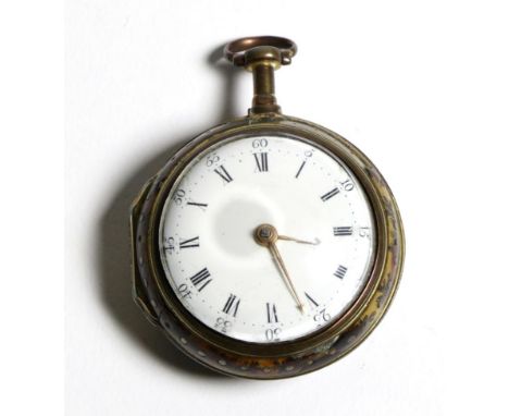 An Under-Painted Horn Pair Cased Verge Pocket Watch, signed Thos Lozano, London, circa 1780, gilt fusee verge movement signed