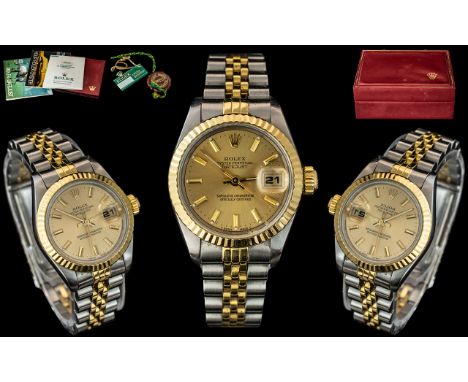 Rolex - Ladies 18ct Gold and Steel Oyster Perpetual Date-Just Chronometer Wrist Watch with Extra Links ( 2 ) Ref Model No 691